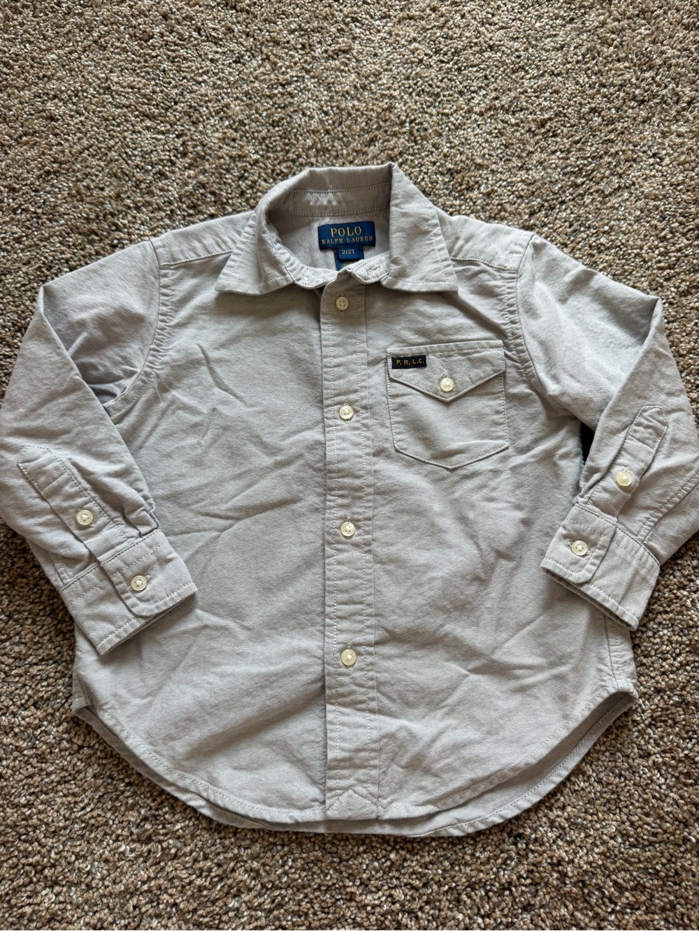 POLO RALPH LAUREN Light Grey Button Front Long Sleeve
